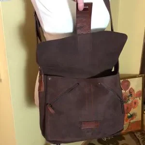 Sac Messager (bandoulière) En Cuir Marron Ellington - Sangle Réglable - Occasion Bon état